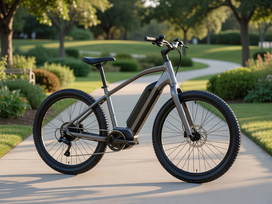 Professional realistic photograph: Step-through frame electric bicycle highlighting easy access design on a real street. Accurate bicycle components, genuine environment, no AI artifacts.