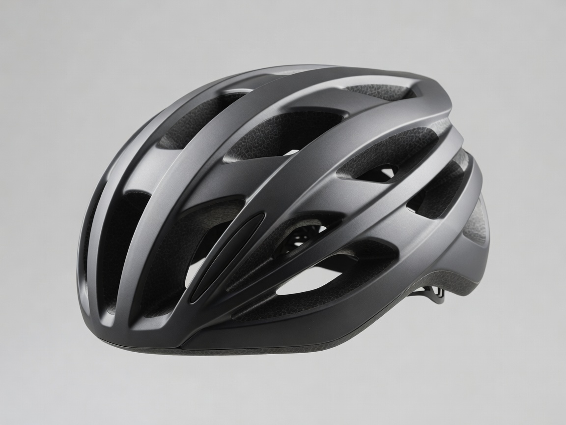 Professional realistic photograph: Air vents along the top of a modern urban cycling helmet. Realistic materials, natural lighting, no AI artifacts.